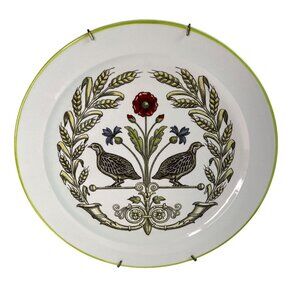 Porcelaine d'Auteuil Limoges Chambord Quail Floral motif decorative plate 11.5”